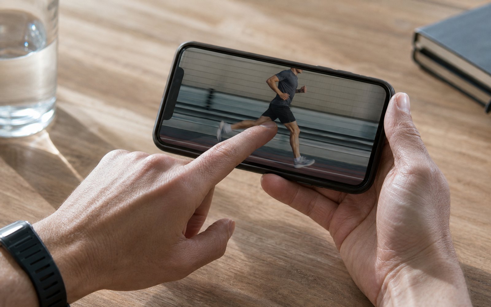 スマホで診断のチャット質問を確認する手元